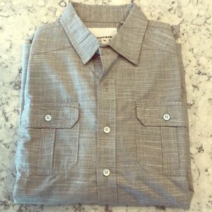 Boys Gray/White Button Down